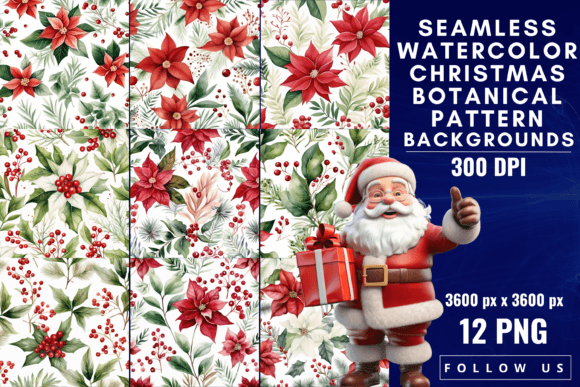 Download Watercolor Christmas Botanical Patterns - Botanical patterns Collection