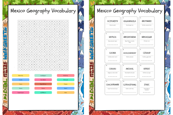 Download Mexico Geography Vocabulary Word Search - Geography Collection